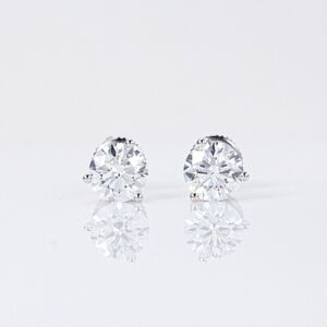 2 Ctw. VS2 Martini Round IGI Lab Diamond Color: D 18k White Gold Earrings